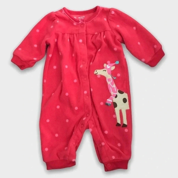 Carter's Other - 4/$20🥳 Red Giraffe Print Fleece Sleeper
